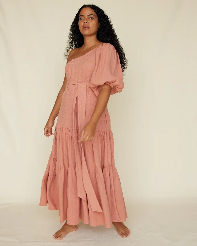 Stylish Basics Saloma Linen O/S Dress - Rosewood