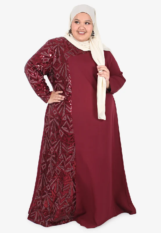 Crazy Price Slashing Julaila Sequins Jubah Dress - Maroon