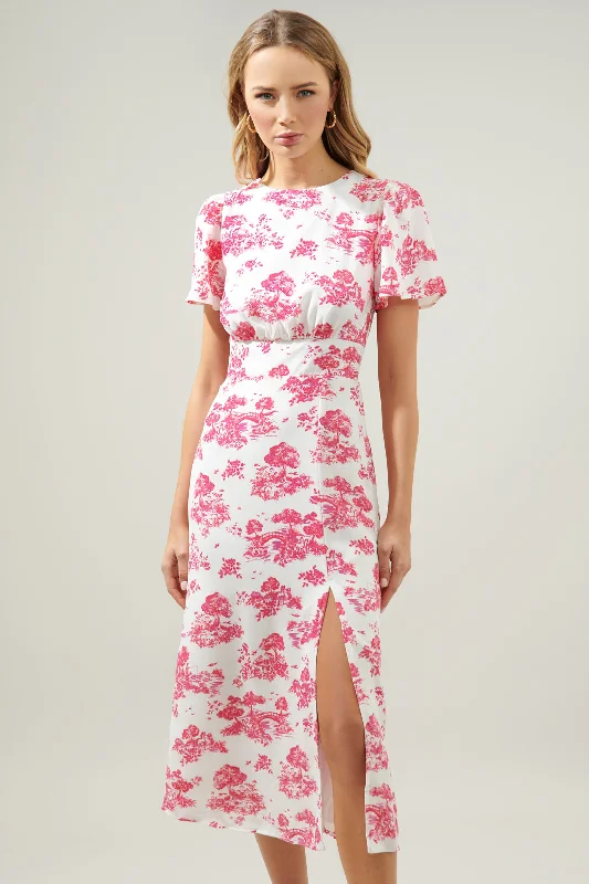 Ainsley Meadow Toile Bloom Midi Dress