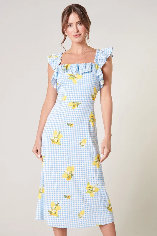 Citrus Picnic Gingham Milo Midi Dress