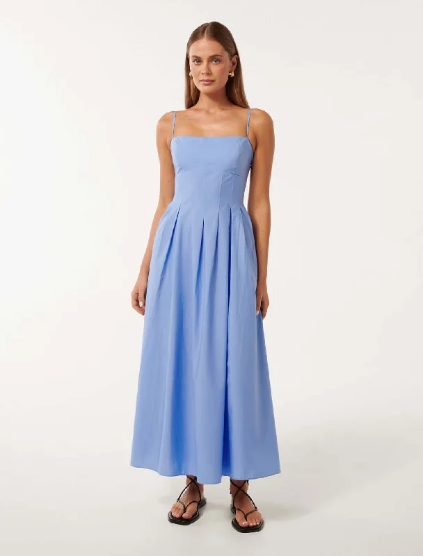 Courtney Tuck Detail Cotton Midi Dress