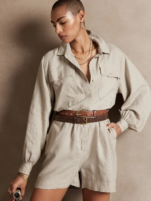 Women's Festive Attire Linen-Blend Romper