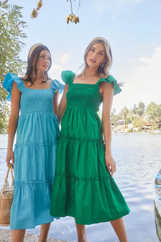 Women's Holiday Attire Lou Smocked Tiered Midi Dress