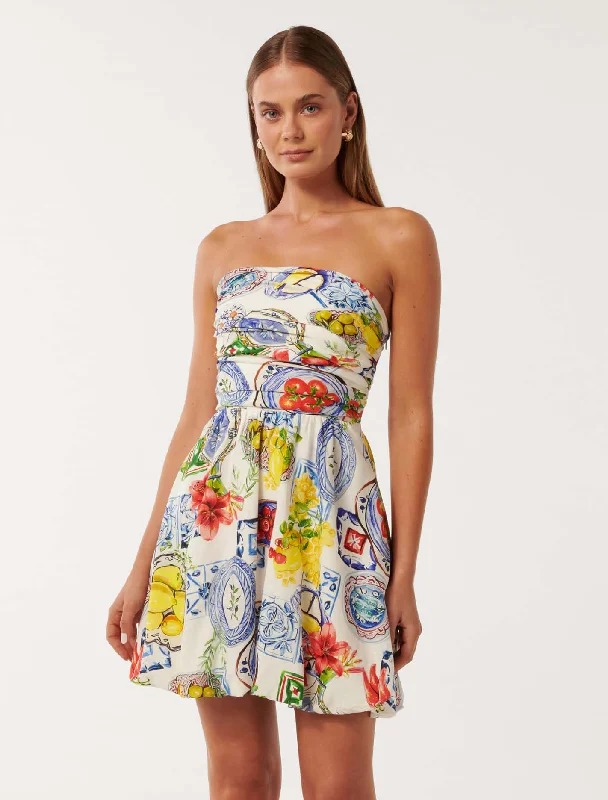 Phoebe Strapless Bubble Hem Mini Dress