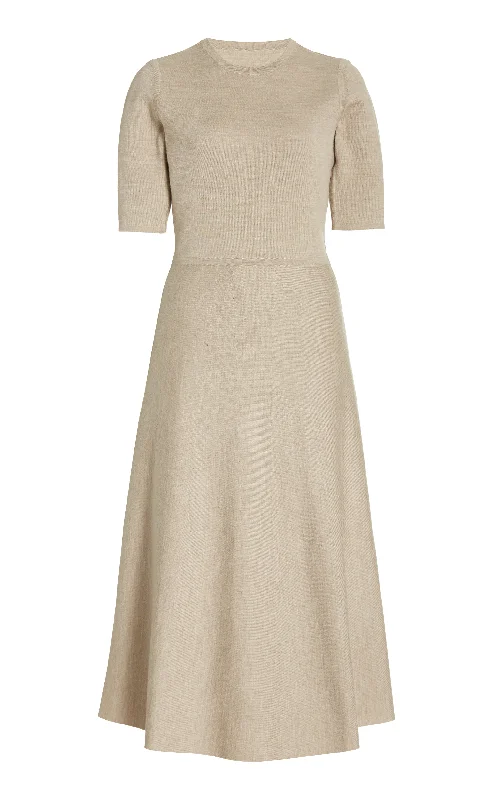 Women's Formal Event Clothing Seymore Knit Midi Dress in Oatmeal Merino Wool Cashmere Women's Formal Event Clothing Seymore Knit Midi Dress in Oatmeal Merino Wool Cashmere