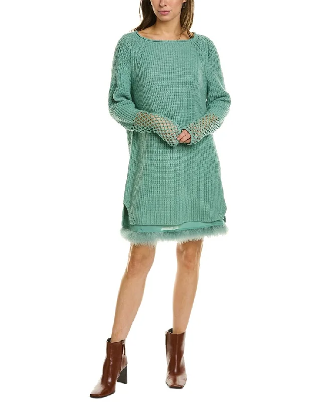 TWINSET Layered Wool & Cashmere-Blend Sweaterdress