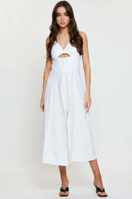 White A Line Dress Sleeveless Midi