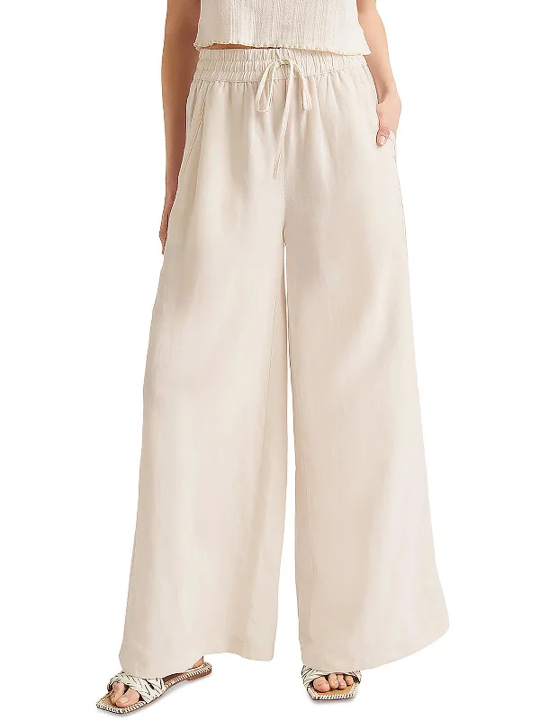 Bailey Womens Slub Linen Wide Leg Pants