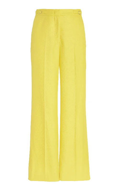 Vesta Pant in Cadmium Yellow Virgin Wool and Silk Linen Twill