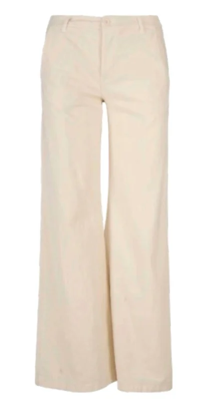 Women's Corduroy Zip Front Pants In Cream